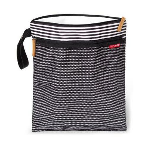 Skip Hop Grab And Go Wet/dry Diaper Bag - Black/white Stripe