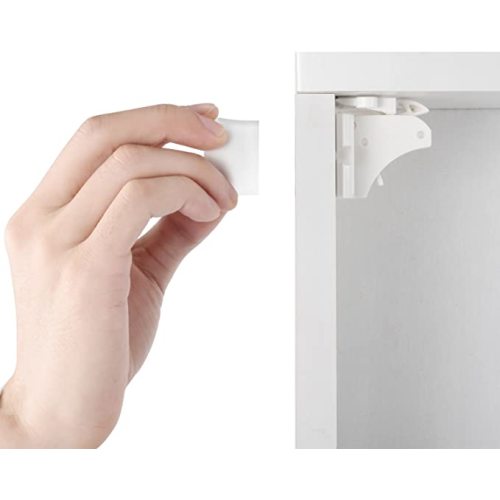 Vmaisi Adhesive Magnetic Locks for Cabinets & Drawers (10 Locks and 2 Keys)