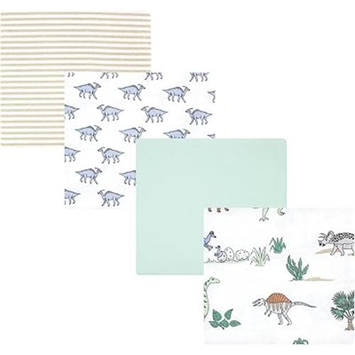 Hudson Baby Unisex Baby Cotton Flannel Receiving Blankets, Boy Dino World, One Size