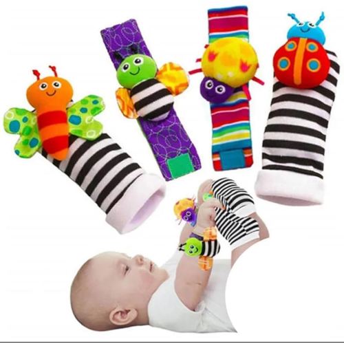 Baby Socks, for Babys Between 0-12 Months and watchbands with Rattle, Learning Toy, Educational Baby Watchbands Sock Set Baby Sock with Rattle, Gift for Babys
