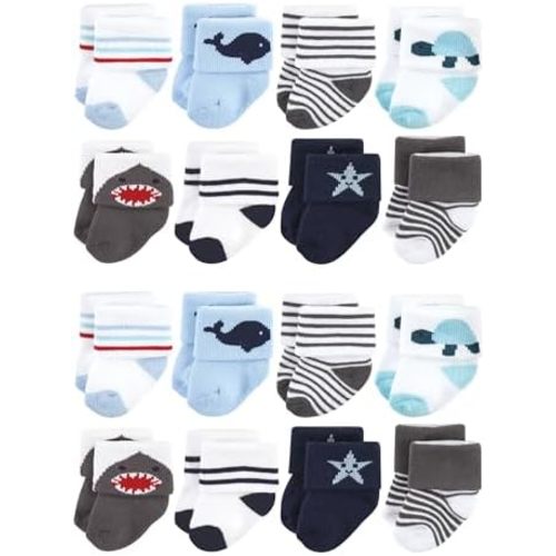 Hudson Baby Unisex Cotton Rich Baby Terry Socks 16-Pack