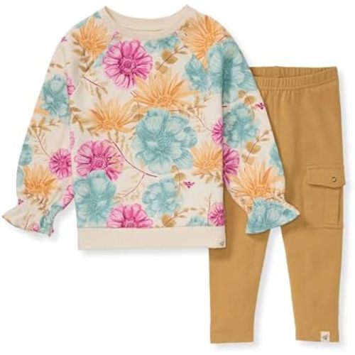 Burt's Bees Baby Baby Girls' Long Sleeve Top and Pant Set, 100% Organic Cotton