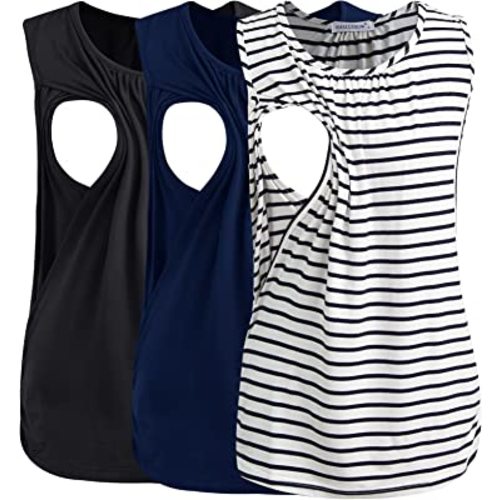 Smallshow Women's Maternity Nursing Tank Tops Breastfeeding Clothes 3-Pack