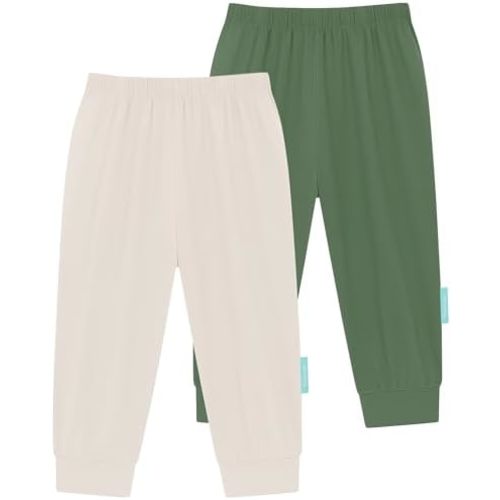 Supersoft Baby Pants, 2-Pack Premium Bamboo Viscose Jogger Pants, Elastic Waist, Unisex 0-24 Months