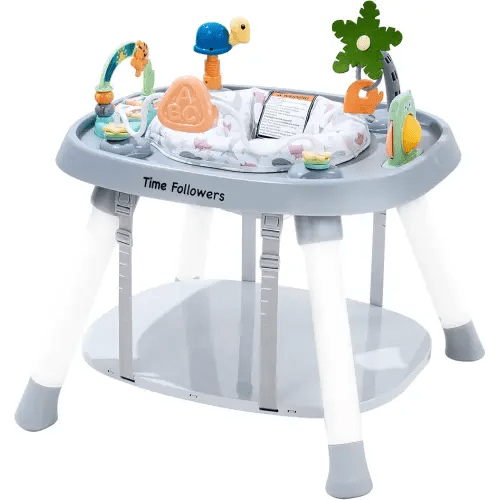 Time Followers® Baby Activity Center | 3-Stage 4Modes Activity Center & Play Table | Montessori-Inspired Design | Exersaucer, Jumper & Bouncer for Baby Ages 6M+ (Grey)