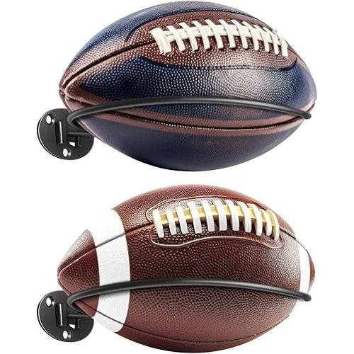 Kevenal 2 Packs Football Room Décor, Wall Mount Football Holder Football Display Stand, Football Room Decor for Boys Man Cave (Super Strong)