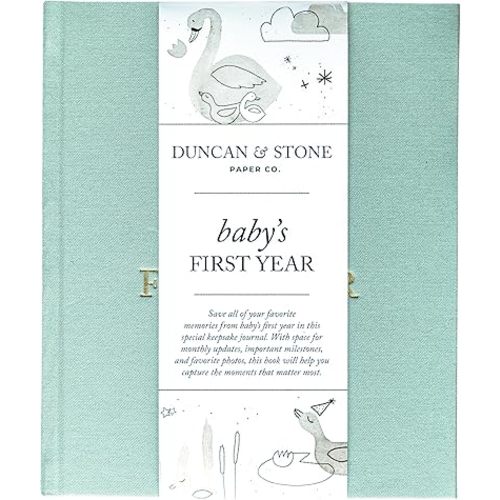 Baby First Year Book - Heirloom Keepsake Baby Memory Book to Record Important Milestones, Photos & More - Pregnancy Books (Sage Green,112 Pages)