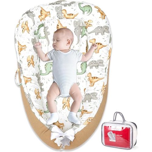 Baby Nest - Baby Lounger for Newborn Pillow, Breathable & Soft 100% Cotton Waffle Cover Co Sleeping for Baby 0-24 Months,Portable Infant Lounger Babies, Baby Floor Seat for Home and Travel