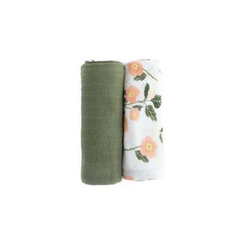Red Rovr Organic Cotton Muslin Swaddle Blanket - Blushing Bloom - 2pk