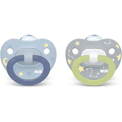 NUK Glow-in-The-Dark Orthodontic Pacifiers, Unisex, 0-6 Months, 2-Pack