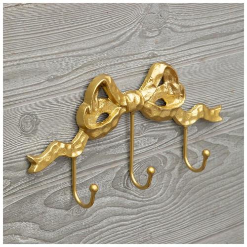 Gold Metal Bow Wall Decor With Hooks
