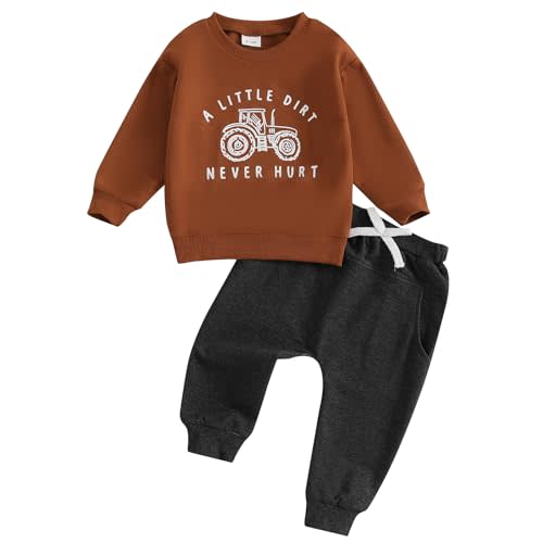 fhutpw Toddler Baby Boy Clothes Funny Letter Long Sleeve Sweatshirt Pullover Top Jogger Pants Fall Winter Outfits