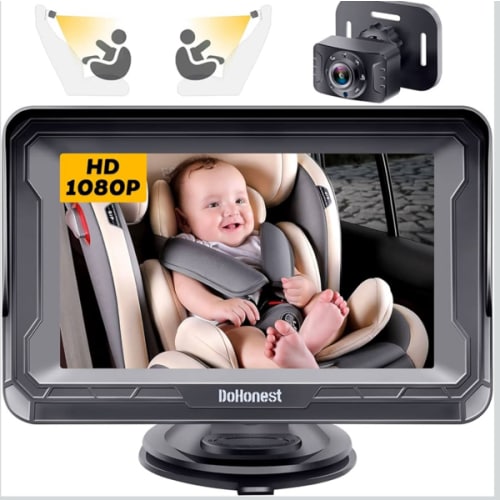 DoHonest Baby Car Camera HD 1080P - Rear-Facing Car Baby Monitor with Night Vision, Adjustable View Angle, Easy Setup, Anti-Glare Display, Safety for Kids & Infants
