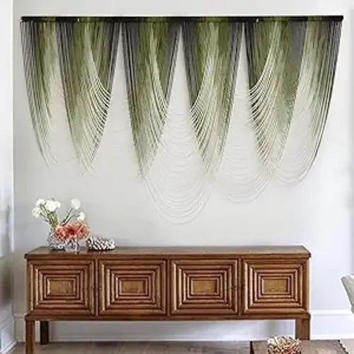 Macrame Wall Hanging Dip-Dyed Large Macrame Wall Decor Yarn Tapestry 57" W x 41" L For Headboard Bedroom Living Room Boho Fiber Home Art