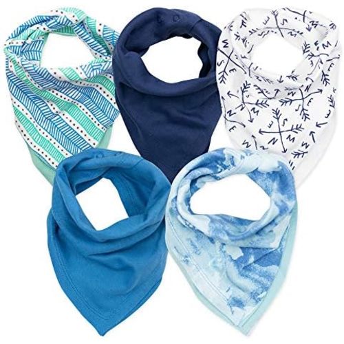 HonestBaby Multipack Reversible Bandana Drool Bibs Burpcloths Adjustable Snaps for Infant Baby Boys,Girls 100% Organic Cotton