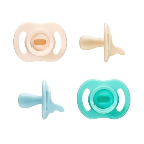 Tommee Tippee Ultra-Light StayPut Pacifier, 0-6 Months, Pack of 4 | One-Piece Silicone Design, Stays Put in Baby's Mouth, BPA Free