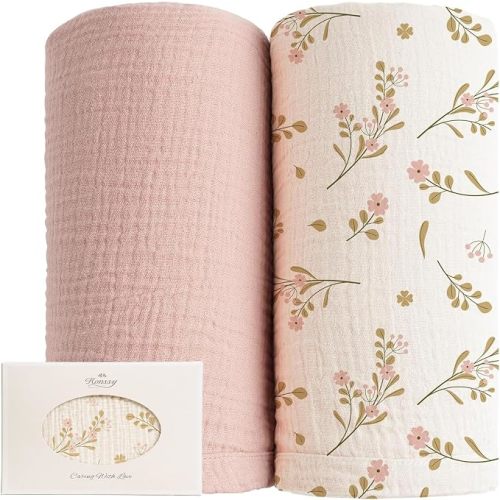 Konssy Muslin Swaddle Blankets, 100% Cotton Receiving Blankets, 47"x 47"