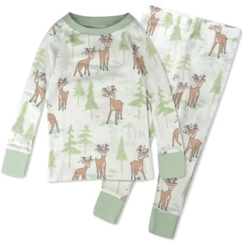 HonestBaby Holiday 2-Piece Pajamas Sleepwear Pjs 100% Organic Cotton for Baby, Toddler, Kids