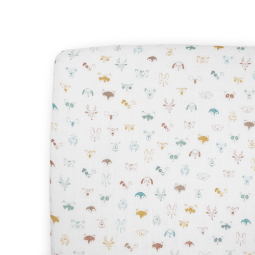 Cotton Muslin Crib Sheet - Animal Crowd