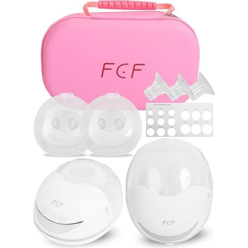 FCF Breast Pump E1 | Hands Free Breast Pump 4 Modes & 12 Levels,Wearable Breast Pump,Memory Function, Rechargeable,with 4 Size Flange,& Breast Milk Collector,2 Pack, White