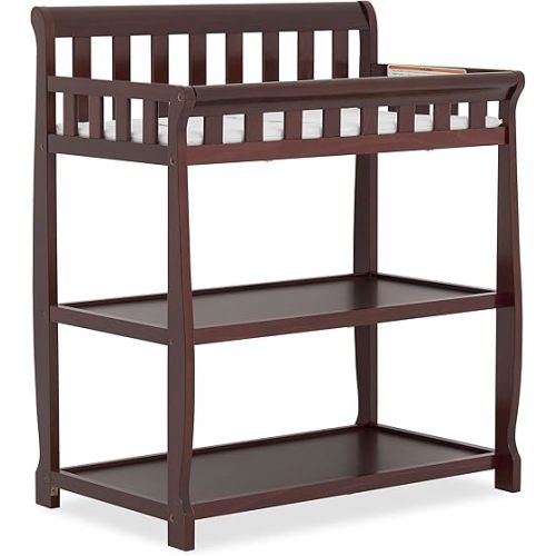 Dream On Me Ashton 2-in-1 Changing Table & Nightstand in Espresso – Solid New Zealand Pinewood, Safety Rails, Spacious Storage Shelves & Water-Resistant Changing Pad, Converts to Nightstand