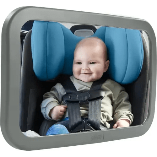GORILLA GRIP Baby Car Mirror, Rear Facing Travel Gear, Back Seat 360° Rotation Mirrors, Great Visibility, Child and Infant Backseat Safety, Secure Straps, Easy Install Accessories for Babies, Gray