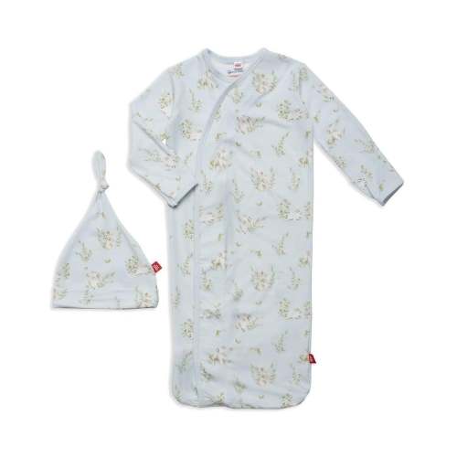 blue hoppily ever after modal magnetic cozy sleeper gown + hat set