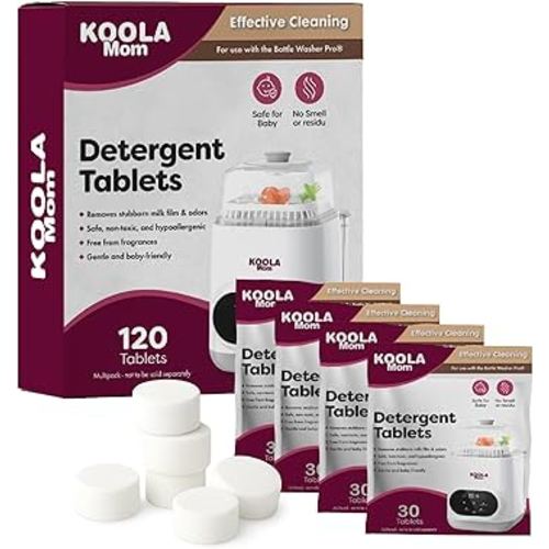 Detergent Tablets for Bottle Washer Compatible with Momcozy, Baby Breeza, Grownsy & All Bottle Washers - Removes Milk Residue, Grease & Odor from Bottles & Pump Parts - 120 PCS
