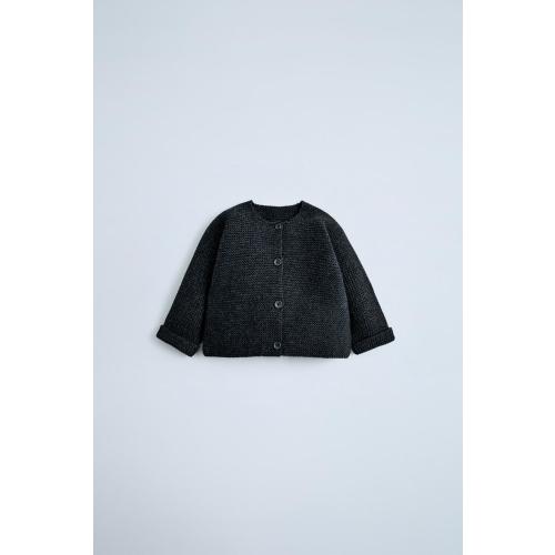 SEED STITCH KNIT JACKET - Dark charcoal gray | ZARA United States