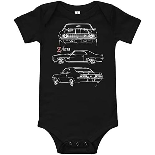 1969 Camaro Z28 American Muscle Car Classic Cars Baby Onesie Short Sleeve one Piece