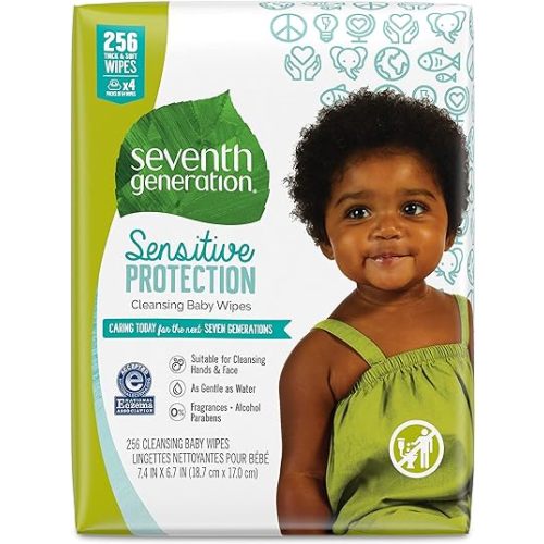 Seventh Generation Baby Wipes Refill With Tape Seal Sensitive Protection Unscented Baby Wipes 256 Count