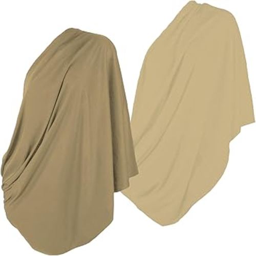 LK Baby Infinity Nursing Scarf Breastfeeding Cover Ultra Soft Premium Jersey Polyester- 100% AZO free and Safe for Baby (2pk Light Brown/Natural Beige)