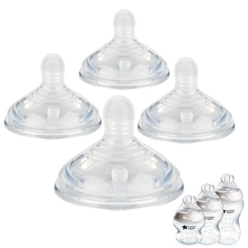 Silicone Nipples for Tommee Natural Start Anti-Colic Bottles &Advanced Anti-Colic Bottles,Closer to Nature Bottles,Slow Flow,Size 1 Nipple,1m+,4 Count