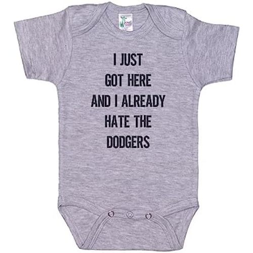 Ebenezer Fire I Just Got Here And I Already Hate The Dodgers/San Francisco Onesie/Baby Baseball Outfit