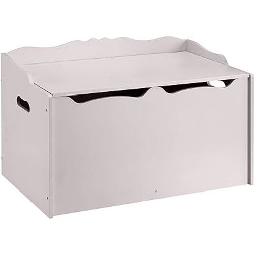 Amazon Basics Kids Toy Box, Wooden Organizer Storage Chest, Gray, 30" x 18" x 19"