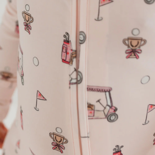 Pink Golf Zipper Romper PRE-ORDER shipping 8/11 - 8/15 – In my Jammers