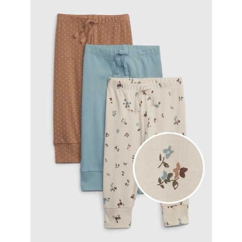 Baby 100% Organic Cotton Print Pants (3-Pack) in holiday brown