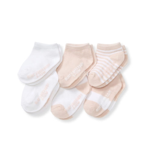 Solid & Stripes Organic Cotton Baby Ankle Socks 6 Pack - Heather Grey