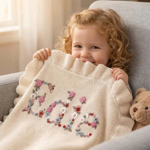 Personalized Wildflower Knit Baby Blanket