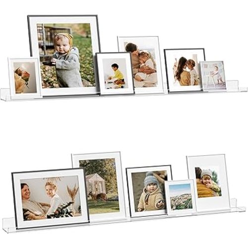 Clear Shelves 2 Pack, Floating Shelves Acrylic for Bathroom Living Room Study Room, Display Storage (48 Inches)