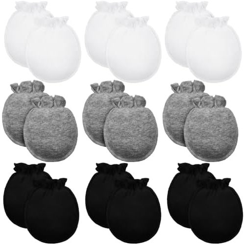 9 Pairs Newborn Baby Boys Girls Mittens 0-6 Months Infant Toddler Mittens No Scratch Solid Color Gloves
