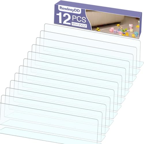 RowinsyDD 12 Pack-Clear Toy Blockers for Furniture, 16" L x 3.2" H Under Bed Blocker, Gap Bumper for Under Furniture Adjustable Clear Toy Blocker for Furniture with Strong Tape