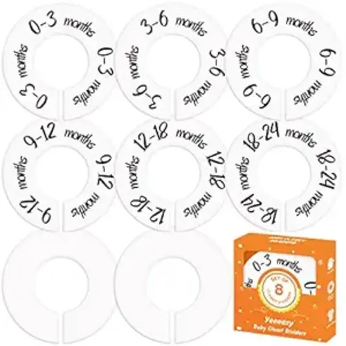 Yeeeasy Baby Closet Dividers for Clothes Durable Baby Closet Size Dividers Double-Sided Baby Clothing Organizer for Boys or Girls Easily Organize Baby Clothing, Fit 1.5’’ Rod, 8PCS