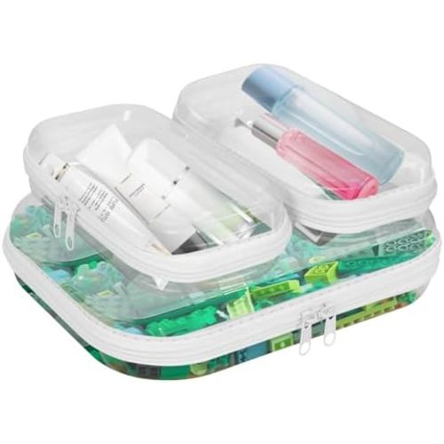 Clear Hard Shell Zipper Cases(3 Packs), Plastic Hard Sided Zippers Pouches Clear Hardshell Pencil Case For Storage, Diaper Bag Organizer Bliss Bins 2*Small/1*Medium