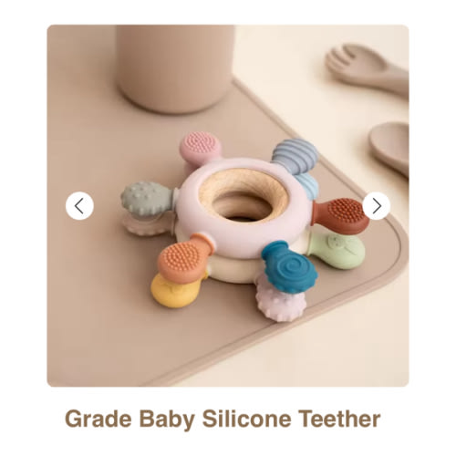 Grade Baby Silicone Teether - Rudder Shape Wooden Ring, BPA-Free Teething Toy for Infants & Newborn Gifts - Babyclipstore JEV8333