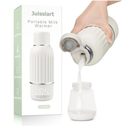 Portable Bottle Warmer for Travel, 2.5 Min Fast Heating for Breast Milk and Formula, Portable Milk Warmer with 10400mAh Long Battery, 17oz Large Capacity, Fast Charging Baby Bottle Warmer