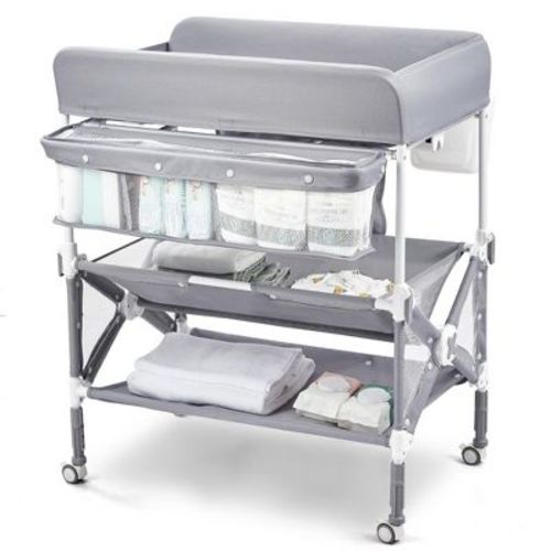 Portable Baby Changing Table, Foldable Diaper Change Table With Wheels