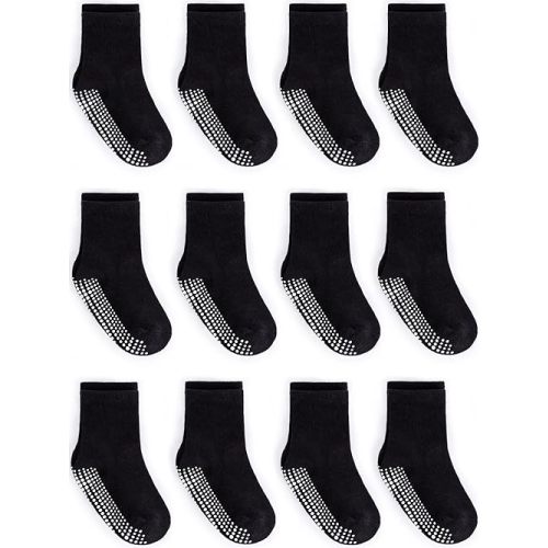Zaples Grip Crew Socks with Non Slip/Anti Skid Soles for Baby Infants Toddlers Kids Boys Girls