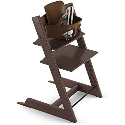 Tripp Trapp High Chair from Stokke, Walnut - Adjustable, Convertible Chair for Children & Adults - Includes Baby Set with Removable Harness for Ages 6-36 Months - Ergonomic & Classic Design