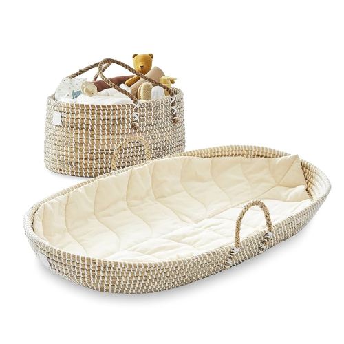BEBE BASK Premium Nursery Bundle - Matching Baby Changing Basket & Baby Diaper Caddy Organizer - Handmade & Organic